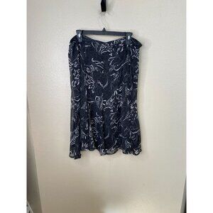 Sag Harbor Womens Black & White Floral A-Line Skirt Size 14 Polyester